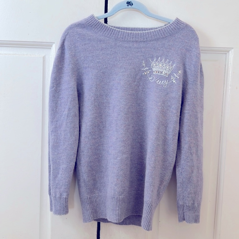 DKNY lavender petite sweater. Merino wool/angora rabbit.